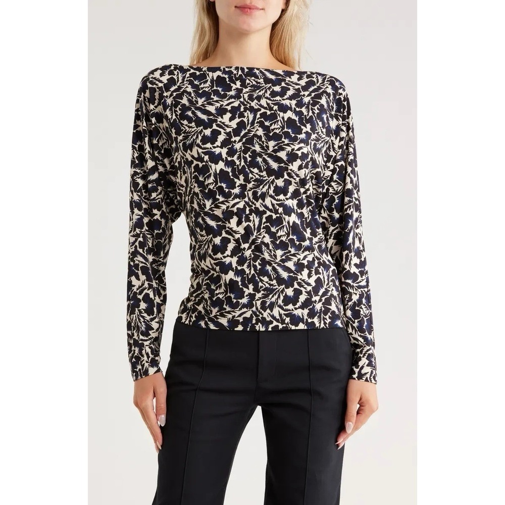 A.L.C. Women's Tyler White Floral Boat Neck Top NWT Medium Preppy Sophisticated